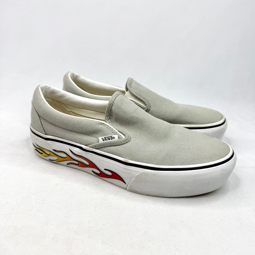 Vans Grey Flame Slip Ons M6/W7.5